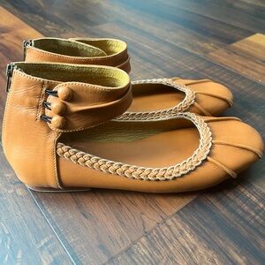Bali Elf Hand Made Tan Leather Ballerina Flats
